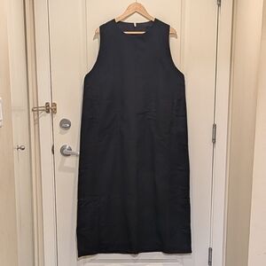 NWOT Beckwoman L 100% Cotton Fully Lined Black Front Pocket Dress
